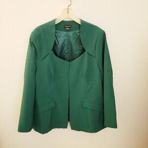 City Chic Sweetheart Neckline Corset Seamed Green Long Sleeve Jacket Sz 20 EUC
